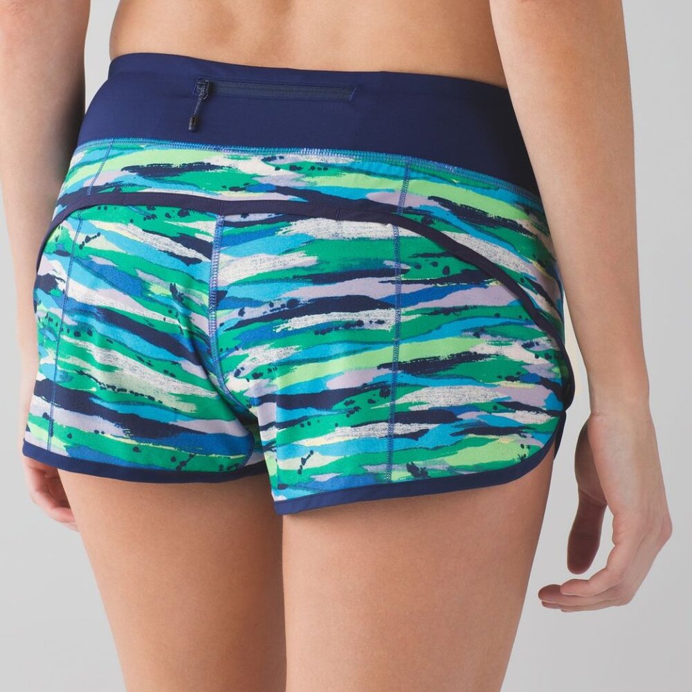 Lululemon Speed Short Seven Wonders Multi / Hero Blue Size 6 EUC